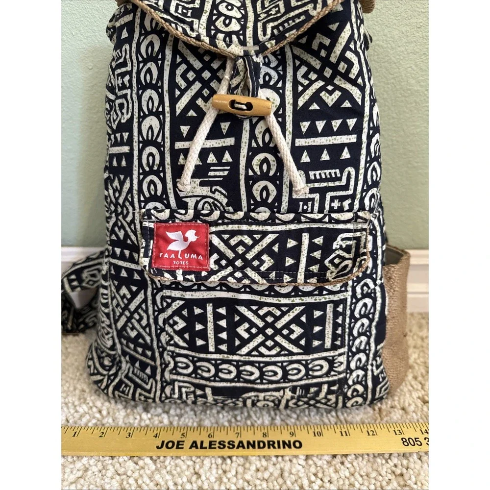 Taaluma Totes Mali Travel Computer Backpack Hawaiian Black & White Print